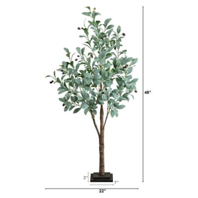 Image showing  4 ft. Pre-Lit Artificial Fruiting Olive Tree with Warm White LED Lights
