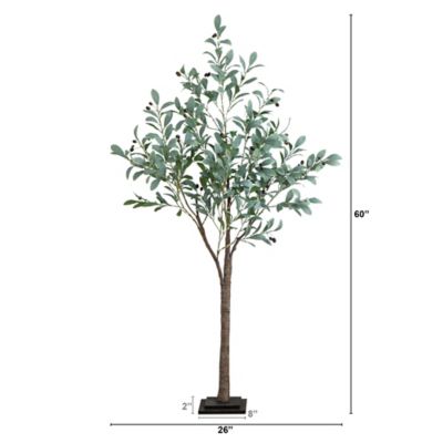 Image showing  5 ft. Pre-Lit Artificial Fruiting Olive Tree with Warm White LED Lights