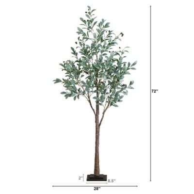 Image showing  6 ft. Pre-Lit Artificial Fruiting Olive Tree with Warm White LED Lights