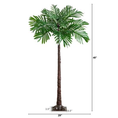 Image showing  4 ft. Artificial Pre-Lit Palm Tree with Warm White LED Lights, UV Resistant, Indoor/Outdoor