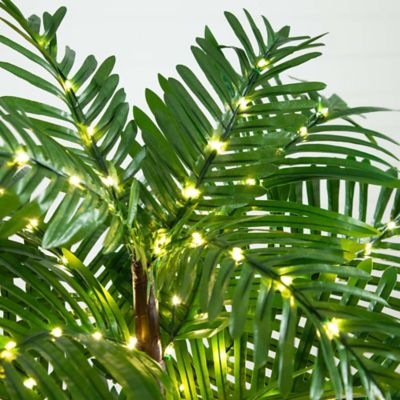 Image showing  4 ft. Artificial Pre-Lit Palm Tree with Warm White LED Lights, UV Resistant, Indoor/Outdoor