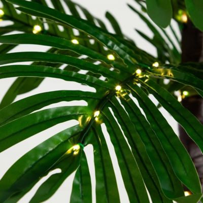 Image showing  6 ft. Pre-Lit Artificial Palm Tree with Warm White LED Lights, UV Resistant, Indoor/Outdoor