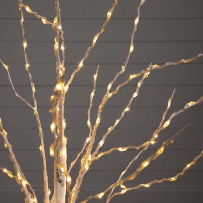 Image showing  4 ft. Pre-Lit Artificial White Birch Tree with Color Changing LED Lights