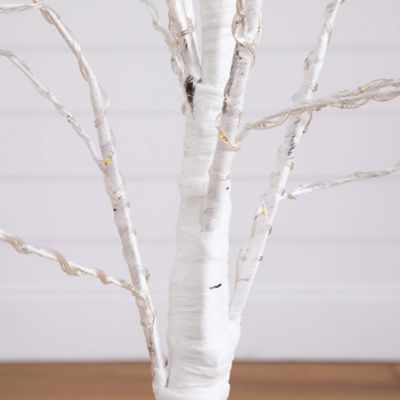 Image showing  4 ft. Pre-Lit Artificial White Birch Tree with Color Changing LED Lights