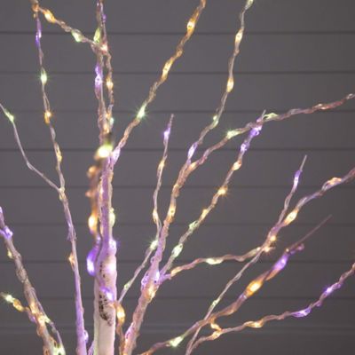 Image showing 7 th Nearly Natural 4 ft. Pre-Lit Artificial White Birch Tree with Color Changing LED Lights