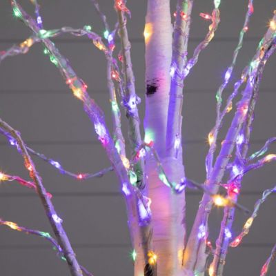 Image showing  6 ft. Pre-Lit Artificial White Birch Tree with Color Changing LED Lights