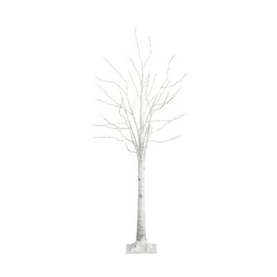 Nearly Natural 5 ft. Pre-Lit Artificial White Birch Tree with Warm White LED Lights