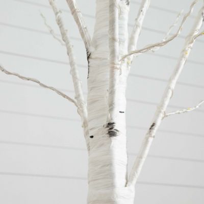 Image showing 6 th Nearly Natural 7 ft. Pre-Lit Artificial White Birch Tree with Warm White LED Lights
