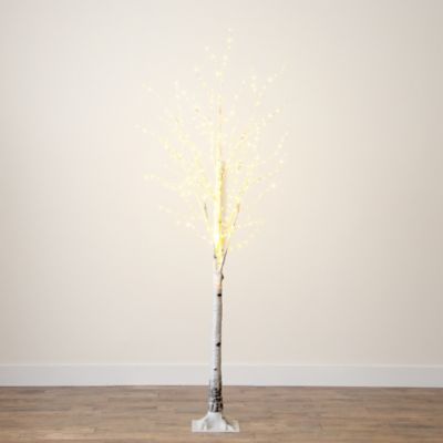Image showing 9 th Nearly Natural 7 ft. Pre-Lit Artificial White Birch Tree with Warm White LED Lights