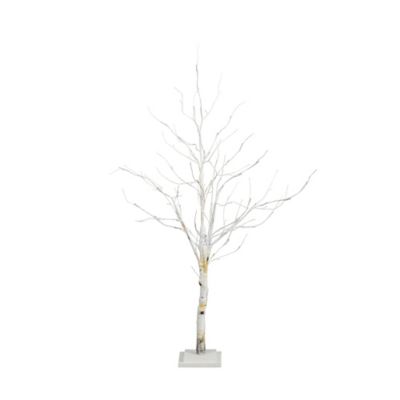 Nearly Natural 4 ft. Pre-Lit Artificial White Birch Tree with White LED Lights