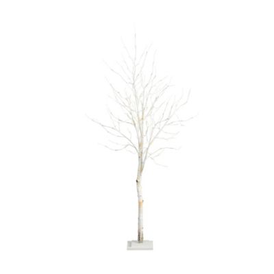 Nearly Natural 6 ft. Pre-Lit Artificial White Birch Tree with White LED Lights
