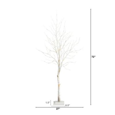 Image showing  6 ft. Pre-Lit Artificial White Birch Tree with White LED Lights
