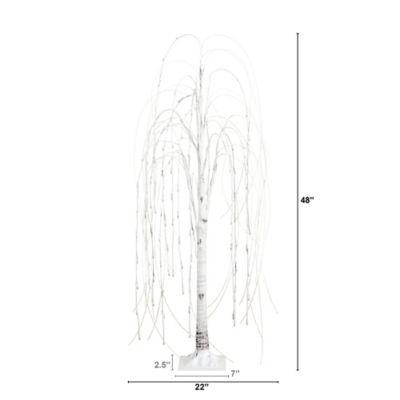 Image showing  4 ft. Pre-Lit Artificial White Weeping Willow Tree with Warm White LED Lights