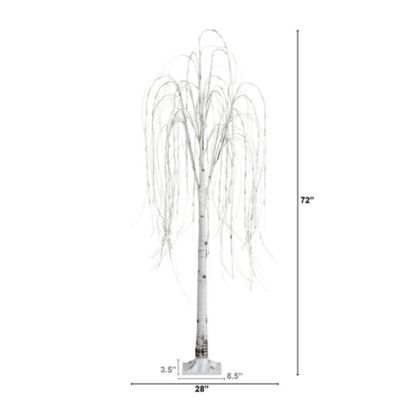Image showing  6 ft. Pre-Lit Artificial White Weeping Willow Tree with Warm White LED Lights