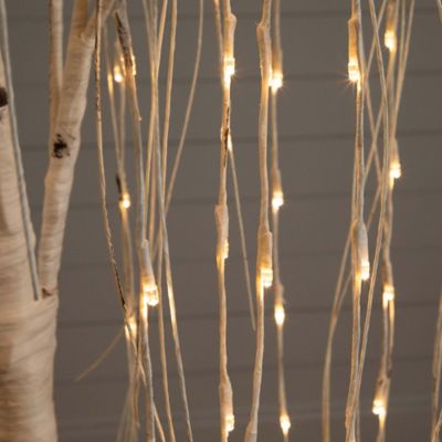 Image showing  6 ft. Pre-Lit Artificial White Weeping Willow Tree with Warm White LED Lights