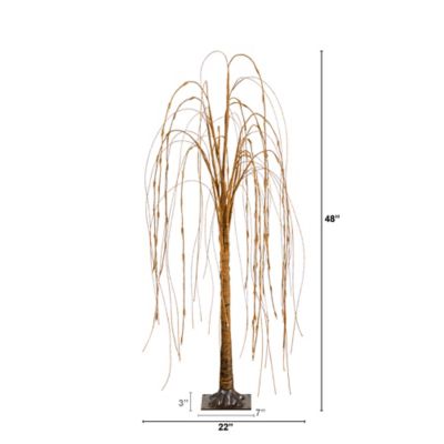 Image showing 1 th Nearly Natural 4 ft. Pre-Lit Artificial Willow Tree with Warm White LED Lights