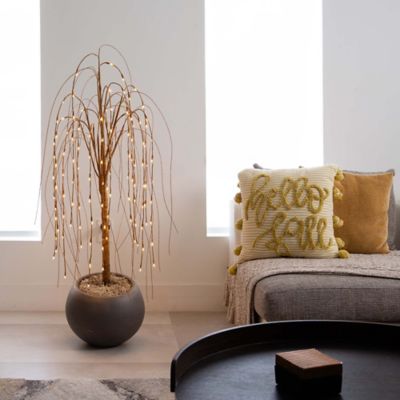 Image showing 7 th Nearly Natural 4 ft. Pre-Lit Artificial Willow Tree with Warm White LED Lights