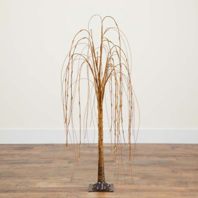 Image showing 8 th Nearly Natural 4 ft. Pre-Lit Artificial Willow Tree with Warm White LED Lights