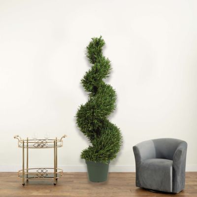 Image showing  4 ft. Artificial Rosemary Spiral Silk Tree, Indoor/Outdoor