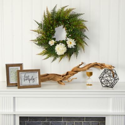 Image showing  23 in. Artificial Assorted Fern and Chrysanthemum Wreath
