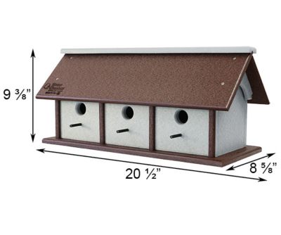 Image showing  Amish Made Recycled Plastic Triple Wren House, Horizontal