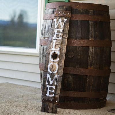 Image showing  Amish-Made Whiskey Barrel Porch Sign, Welcome