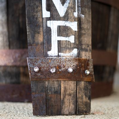 Image showing  Amish-Made Whiskey Barrel Porch Sign, Welcome