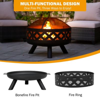 Image showing  31.5 in. 3-in-1 Triple Function Design Outdoor Wood-Burning Bowl Fire Pit, Low Smoke Fire Pit, Bonfire Fire Pit