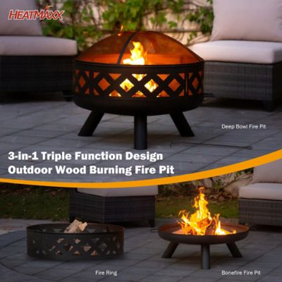 Image showing 5 th HeatMaxx 31.5 in. 3-in-1 Triple Function Design Outdoor Wood-Burning Bowl Fire Pit, Low Smoke Fire Pit, Bonfire Fire Pit