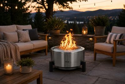 Image showing  27 in. Smokeless Wood-Burning Fire Pit, Low Smoke Bonfire Fire Pit, Wood Burning Pellet Firepits, Stainless Steel