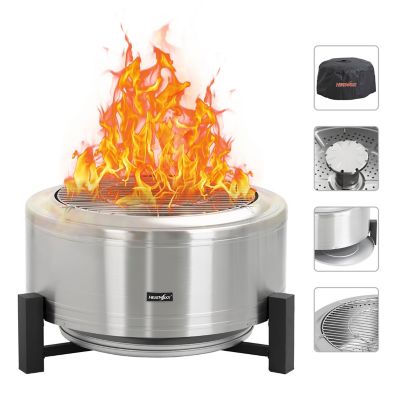 Image showing 8 th HeatMaxx 27 in. Smokeless Wood-Burning Fire Pit, Low Smoke Bonfire Fire Pit, Wood Burning Pellet Firepits, Stainless Steel