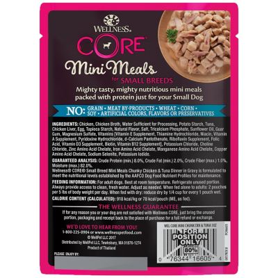 Image showing  Natural Grain Free Small Breed Mini Meals Wet Dog Food, Chunky Chicken & Tuna Dinner in Gravy, 3-Ounce Pouch