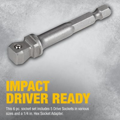 Image showing 6 th DEWALT 6 Pc. Short Std Socket Set With 3/8 In. Adapter