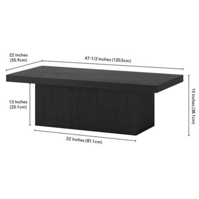 Image showing 6 th Hudson&Canal Torren Rectangular Coffee Table, Natural Wood