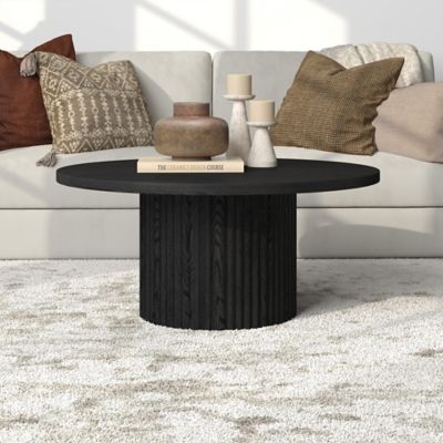 Image showing 3 th Hudson&Canal Rollan Round Coffee Table, 32 in., Natural Wood