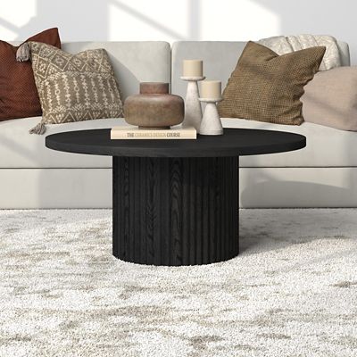 Image showing 4 th Hudson&Canal Rollan Round Coffee Table, 32 in., Natural Wood