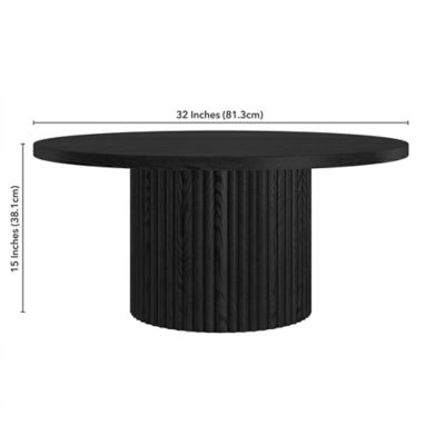 Image showing 5 th Hudson&Canal Rollan Round Coffee Table, 32 in., Natural Wood