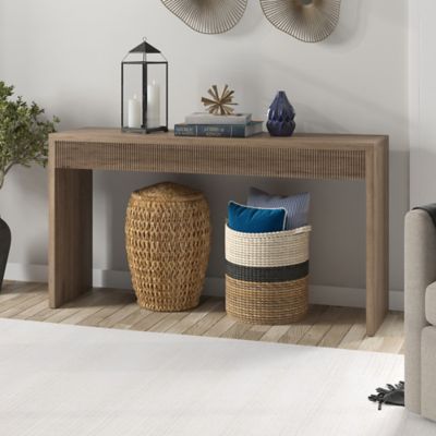 Image showing  Lawrence Rectangular Console Table, Natural Wood