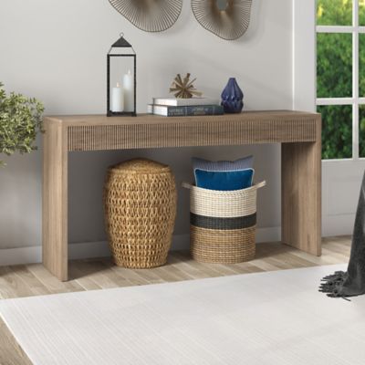 Image showing  Lawrence Rectangular Console Table, Natural Wood