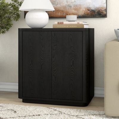 Image showing  32 in. W x 27.75 in. H x 14 in. D Plympton Accent Cabinet, Black Grain