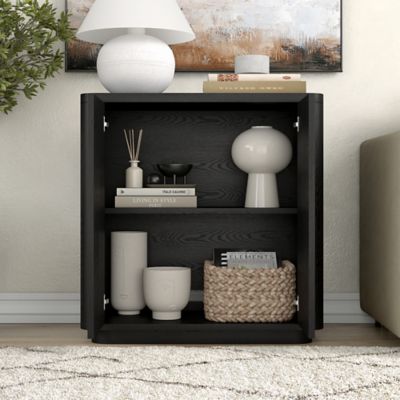Image showing  32 in. W x 27.75 in. H x 14 in. D Plympton Accent Cabinet, Black Grain