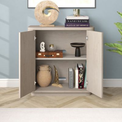 Image showing 5 th Hudson&Canal 32 in. W x 27.75 in. H x 14 in. D Plympton Accent Cabinet, Alder White