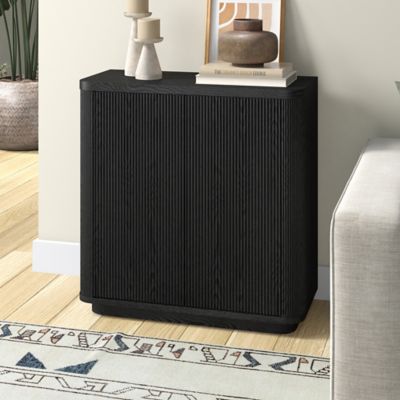 Hudson&Canal 32 in. x 31.5 in. x 14 in. Easton Accent Cabinet, Black Grain