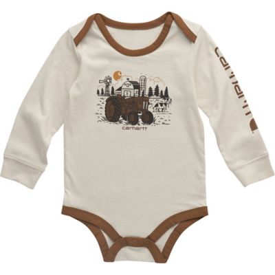 Carhartt Long-Sleeve Tractor Bodysuit for Babies, Turtle Dove