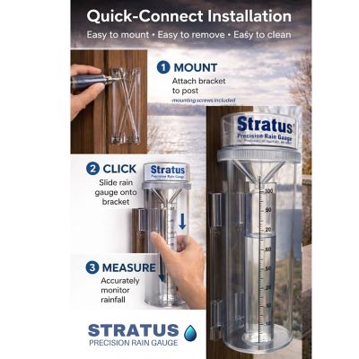 Image showing  Precision 14in Rain Gauge Accurate to 1/100th in., Durable, Easy-To-Read, All-Weather with Mounting Bracket