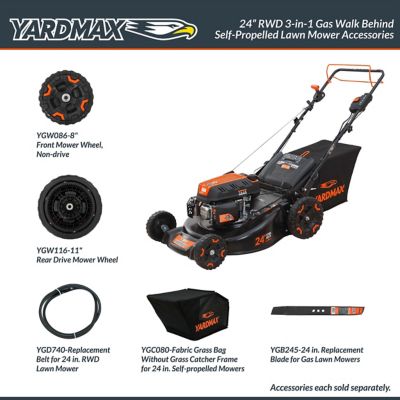 Image showing 5 th YARDMAX 24 in., 201 cc Electric Start Select Pace 6-Speed CVT RWD Self-Propelled Gas Lawn Mower, 3 in 1