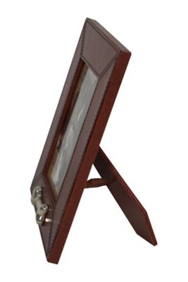 Image showing  Leather Picture Frame with Silver Bone