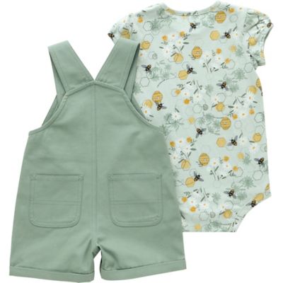 Image showing  Kids' Short-Sleeve Bee Bodysuit and Canvas Shortall Set