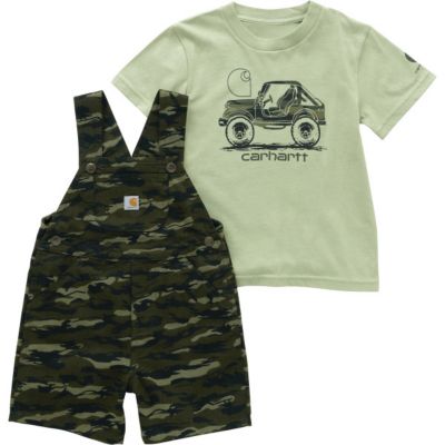 Image showing  Kids Short Sleeve T-Shirt and Canvas Print Shortall Set