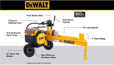 Image showing  9-Ton 60V FLEXVOLT MAX Cordless Battery Powered Log Splitter (Tool Only)